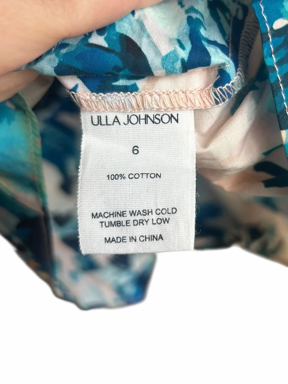 Ulla Johnson Vienne Delphinium Cotton Floral Puff Sleeve Top